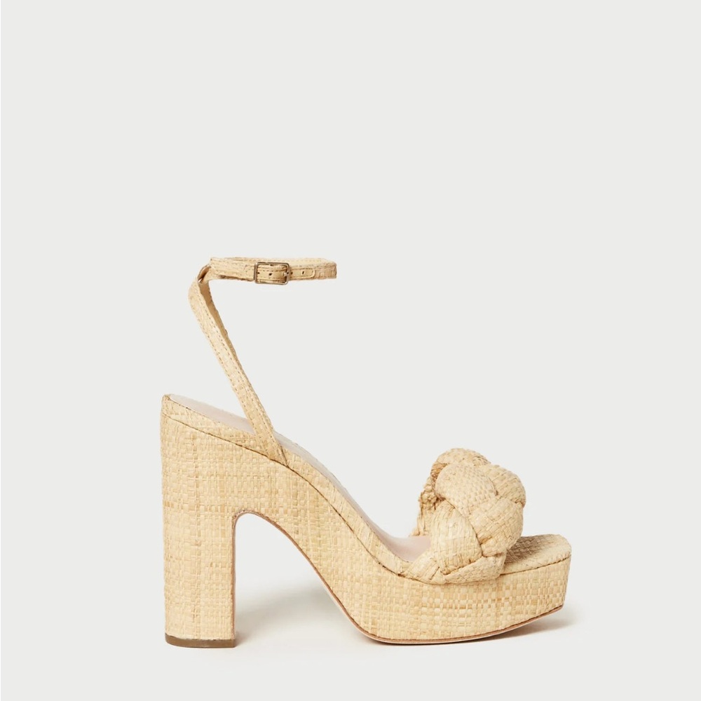 Loeffler Randall Faye Platform in raffia, size 8 EUC